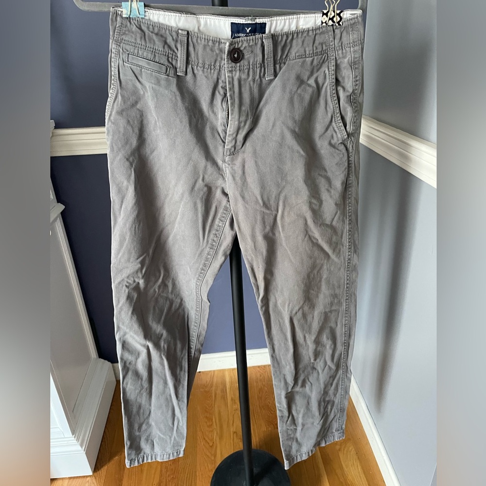 American eagle relaxed straight grey pants size 29x32